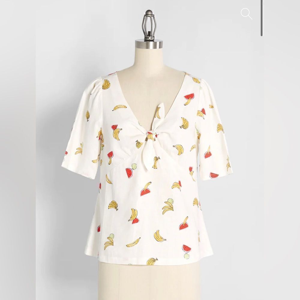 ModCloth Pack a Picnic Tie-Front Top, linen blend